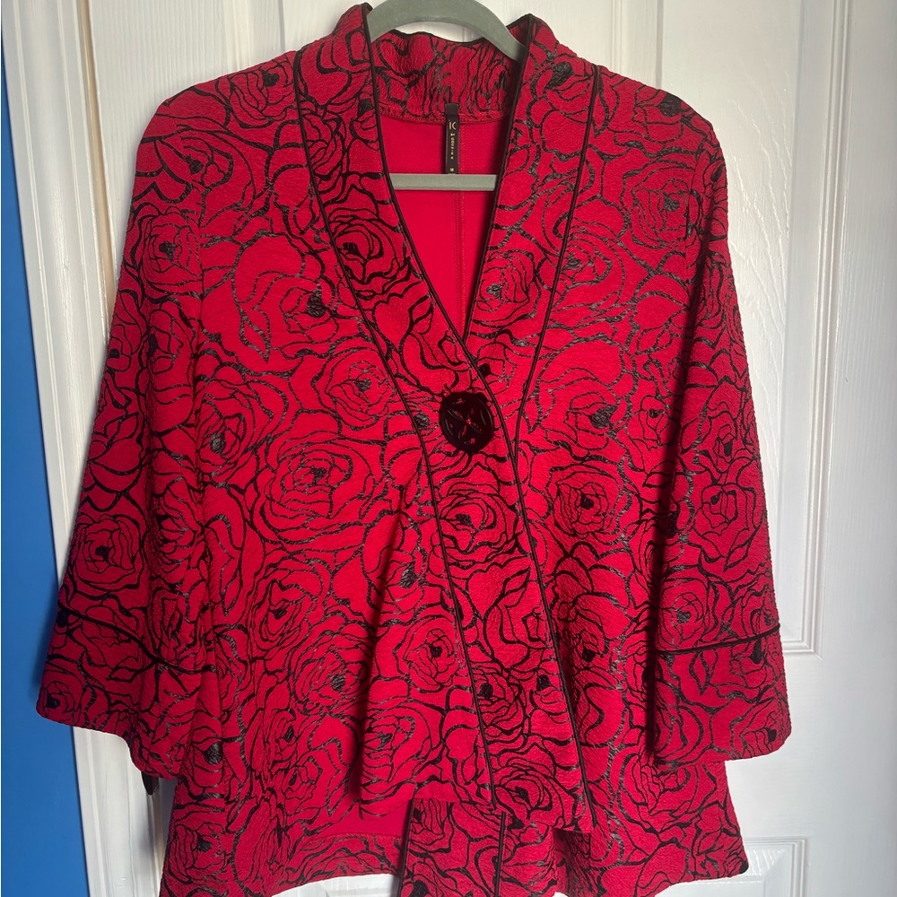 Red Floral Patterned Jacket